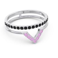 Modern Double Line V-Shape Pave Viparinama Ring