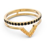 Modern Double Line V-Shape Pave Viparinama Ring