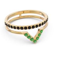 Modern Double Line V-Shape Pave Viparinama Ring