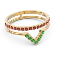 Modern Double Line V-Shape Pave Viparinama Ring