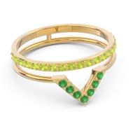 Modern Double Line V-Shape Pave Viparinama Ring