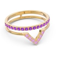 Modern Double Line V-Shape Pave Viparinama Ring