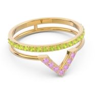 Modern Double Line V-Shape Pave Viparinama Ring