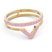 Modern Double Line V-Shape Pave Viparinama Ring
