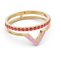 Modern Double Line V-Shape Pave Viparinama Ring