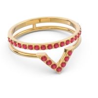 Modern Double Line V-Shape Pave Viparinama Ring