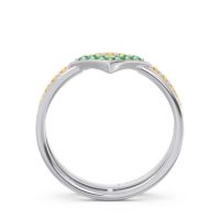 Modern Double Line V-Shape Pave Viparinama Ring