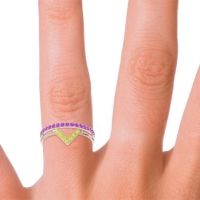 Modern Double Line V-Shape Pave Viparinama Ring