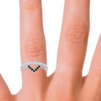 Modern Double Line V-Shape Pave Viparinama Ring