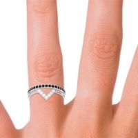 Modern Double Line V-Shape Pave Viparinama Ring