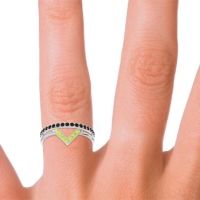 Modern Double Line V-Shape Pave Viparinama Ring