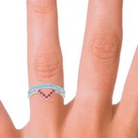 Modern Double Line V-Shape Pave Viparinama Ring