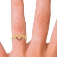 Modern Double Line V-Shape Pave Viparinama Ring