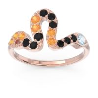 Aquamarine Fashion Ring In 14K Rose Gold With Black Onyx And Citrine – Nada Minimalist Ring