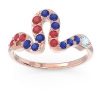 Aquamarine Fashion Ring In 14K Rose Gold With Blue Sapphire And Ruby – Nada Minimalist Ring