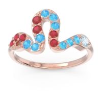 Aquamarine Fashion Ring In 18K Rose Gold With Swiss Blue Topaz And Ruby – Nada Minimalist Ring