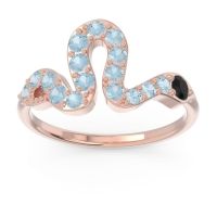 Black Onyx Fashion Ring In 14K Rose Gold With Aquamarine – Nada Minimalist Ring