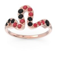 Black Onyx Fashion Ring In 18K Rose Gold With Ruby – Nada Minimalist Ring