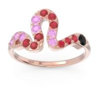 Black Onyx Fashion Ring In 18K Rose Gold With Ruby And Pink Tourmaline – Nada Minimalist Ring