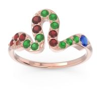 Blue Sapphire Fashion Ring In 18K Rose Gold With Emerald And Garnet – Nada Minimalist Ring