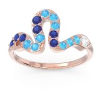 Lab Diamond Fashion Ring In 18K Rose Gold With Swiss Blue Topaz And Blue Sapphire – Nada Minimalist Ring