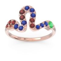 Emerald Fashion Ring In 18K Rose Gold With Blue Sapphire And Garnet – Nada Minimalist Ring