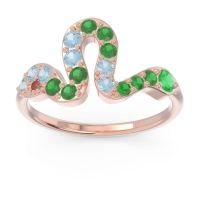 Emerald Fashion Ring In 18K Rose Gold With Aquamarine – Nada Minimalist Ring