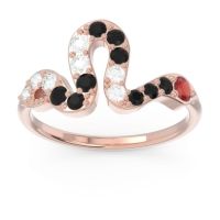 Garnet Fashion Ring In 18K Rose Gold With Black Onyx And Lab Diamond – Nada Minimalist Ring