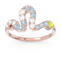 Peridot Fashion Ring In 18K Rose Gold With Aquamarine And Lab Diamond – Nada Minimalist Ring