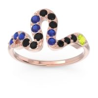 Peridot Fashion Ring In 18K Rose Gold With Black Onyx And Blue Sapphire – Nada Minimalist Ring