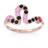 Ruby Fashion Ring In 18K Rose Gold With Black Onyx And Pink Tourmaline – Nada Minimalist Ring
