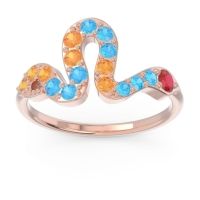 Ruby Fashion Ring In 18K Rose Gold With Swiss Blue Topaz And Citrine – Nada Minimalist Ring