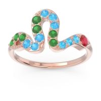 Ruby Fashion Ring In 18K Rose Gold With Swiss Blue Topaz And Emerald – Nada Minimalist Ring