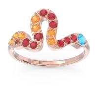 Swiss Blue Topaz Fashion Ring In 18K Rose Gold With Ruby And Citrine – Nada Minimalist Ring