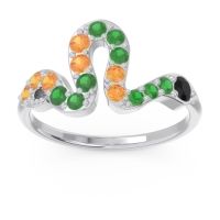 Black Onyx Fashion Ring In 14k White Gold With Emerald And Citrine – Nada Minimalist Ring