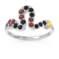 Citrine Fashion Ring In 14k White Gold With Black Onyx And Garnet – Nada Minimalist Ring
