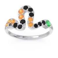 Emerald Fashion Ring In 14k White Gold With Black Onyx And Citrine – Nada Minimalist Ring
