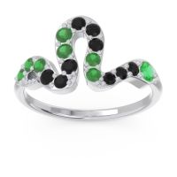 Emerald Fashion Ring In 14k White Gold With Black Onyx – Nada Minimalist Ring