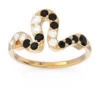 Black Onyx Fashion Ring In 14k Yellow Gold With Diamond – Nada Minimalist Ring