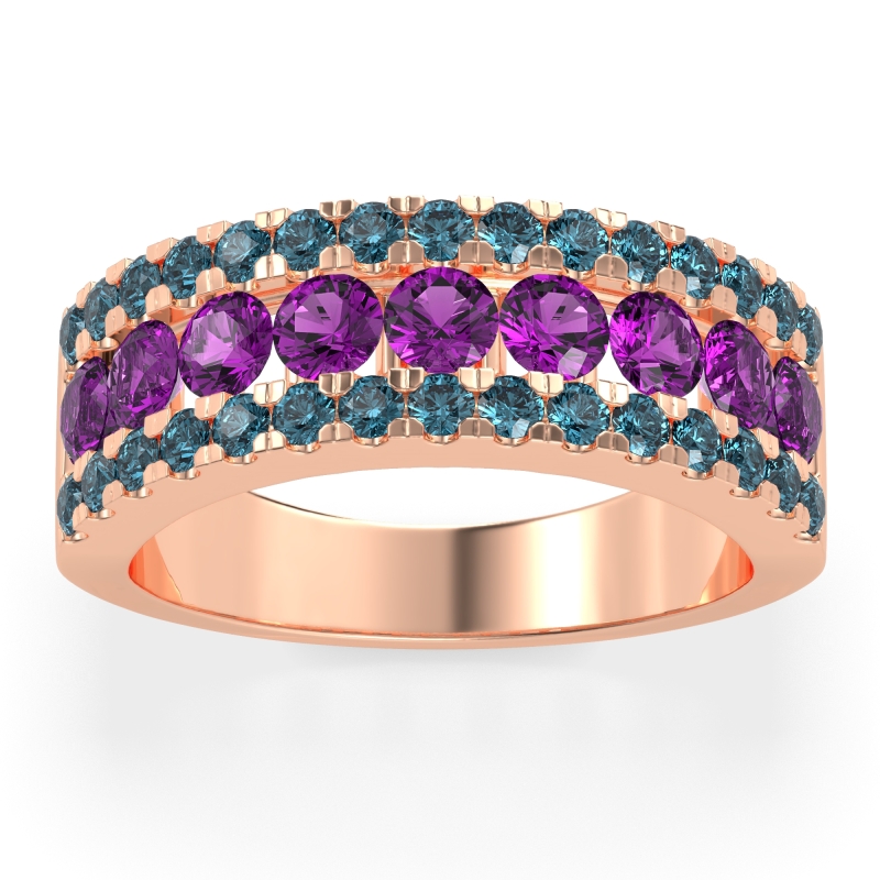 Three Row Round Half-Eternity Mahat Band