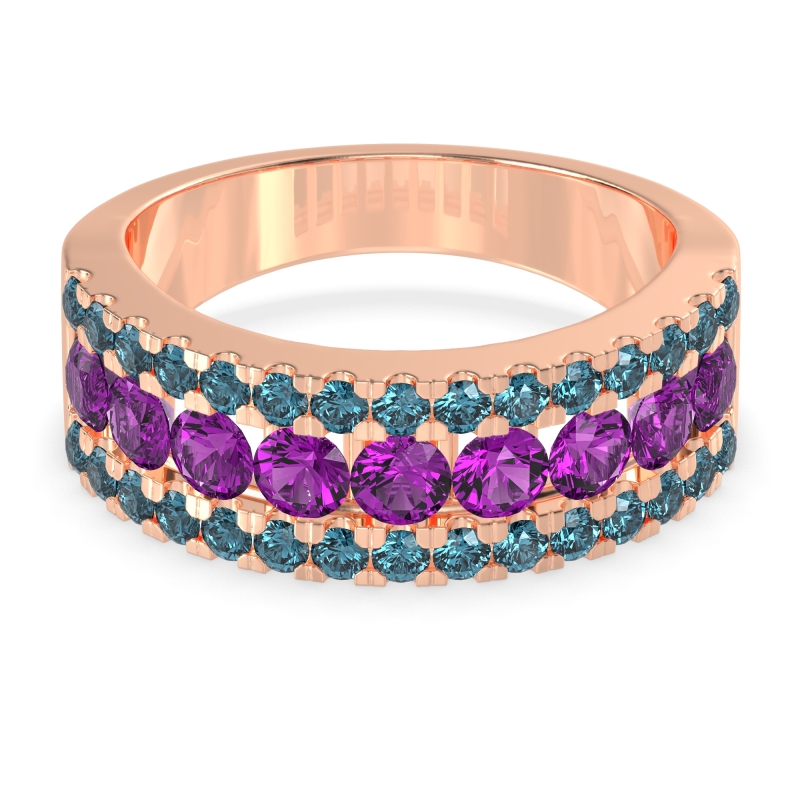 Three Row Round Half-Eternity Mahat Band