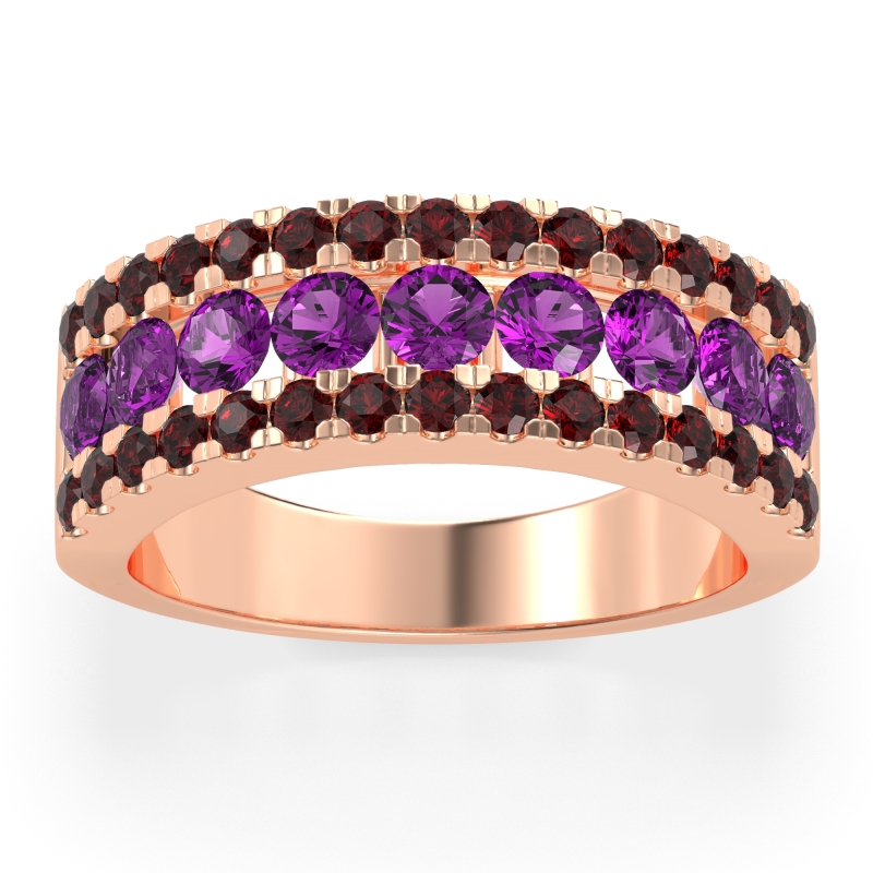 Three Row Round Half-Eternity Mahat Band