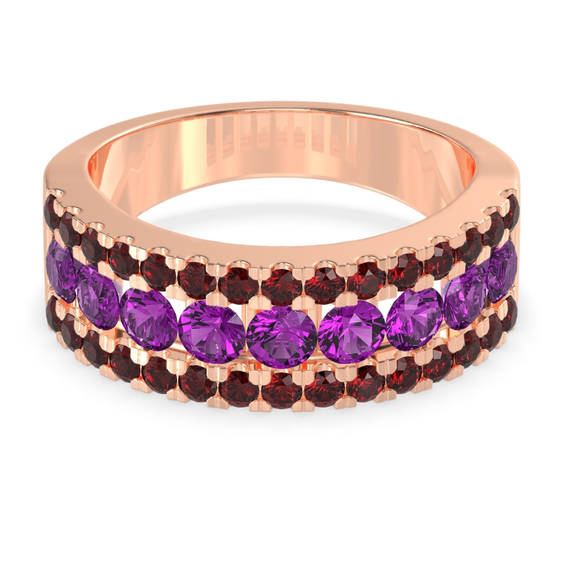 Three Row Round Half-Eternity Mahat Band