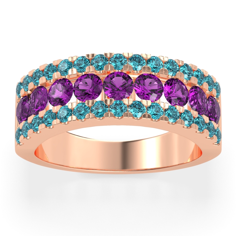 Three Row Round Half-Eternity Mahat Band