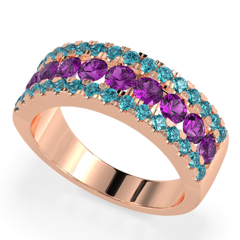 Three Row Round Half-Eternity Mahat Band