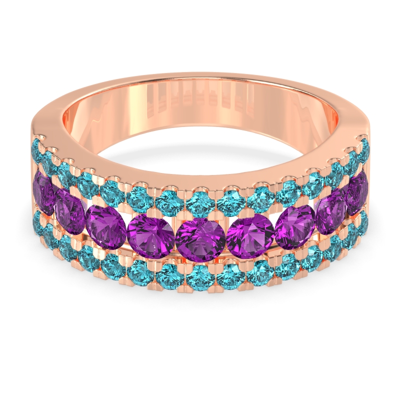 Three Row Round Half-Eternity Mahat Band