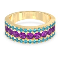 Three Row Round Half-Eternity Mahat Band