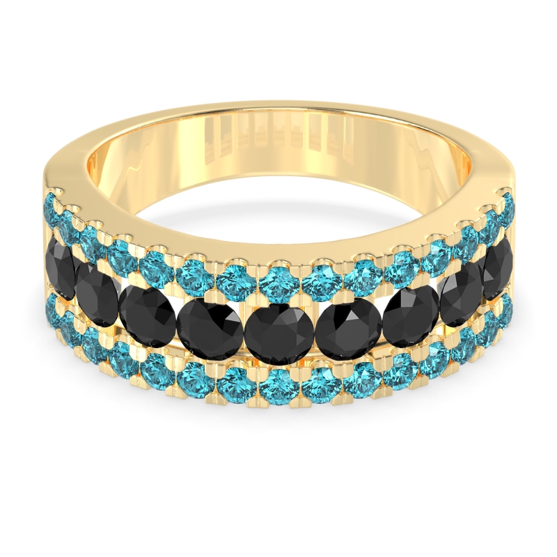 Three Row Round Half-Eternity Mahat Band