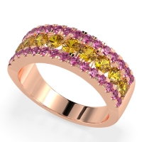 Three Row Round Half-Eternity Mahat Band