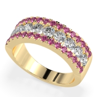 Three Row Round Half-Eternity Mahat Band